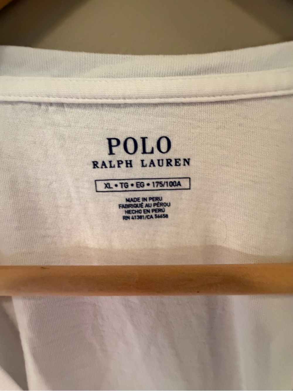 Polo by Ralph Lauren White Crew Neck Tee with Navy Logo Print XL - Picture 3 of 4